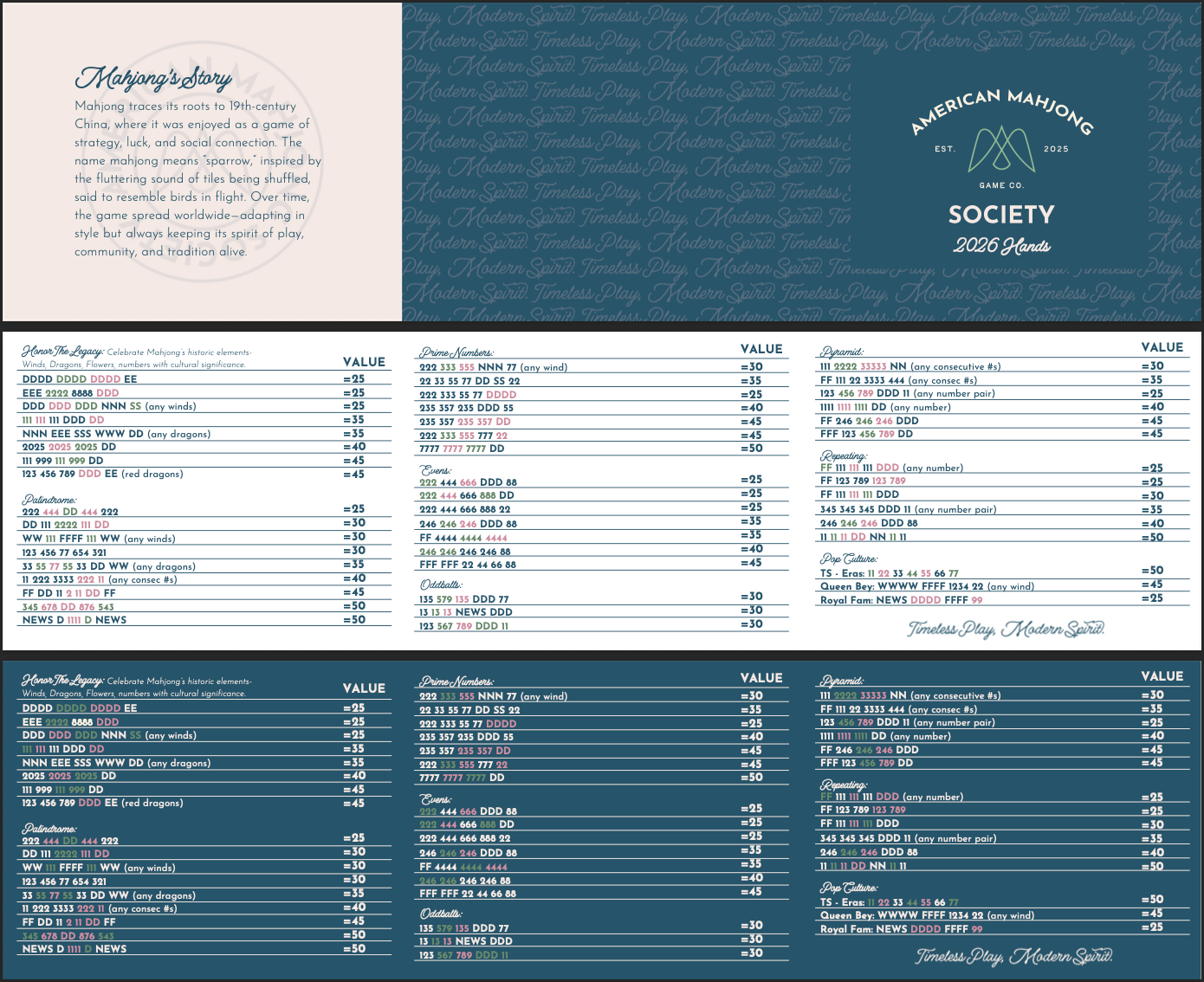 2026 Mahjong Card - Digital Download
