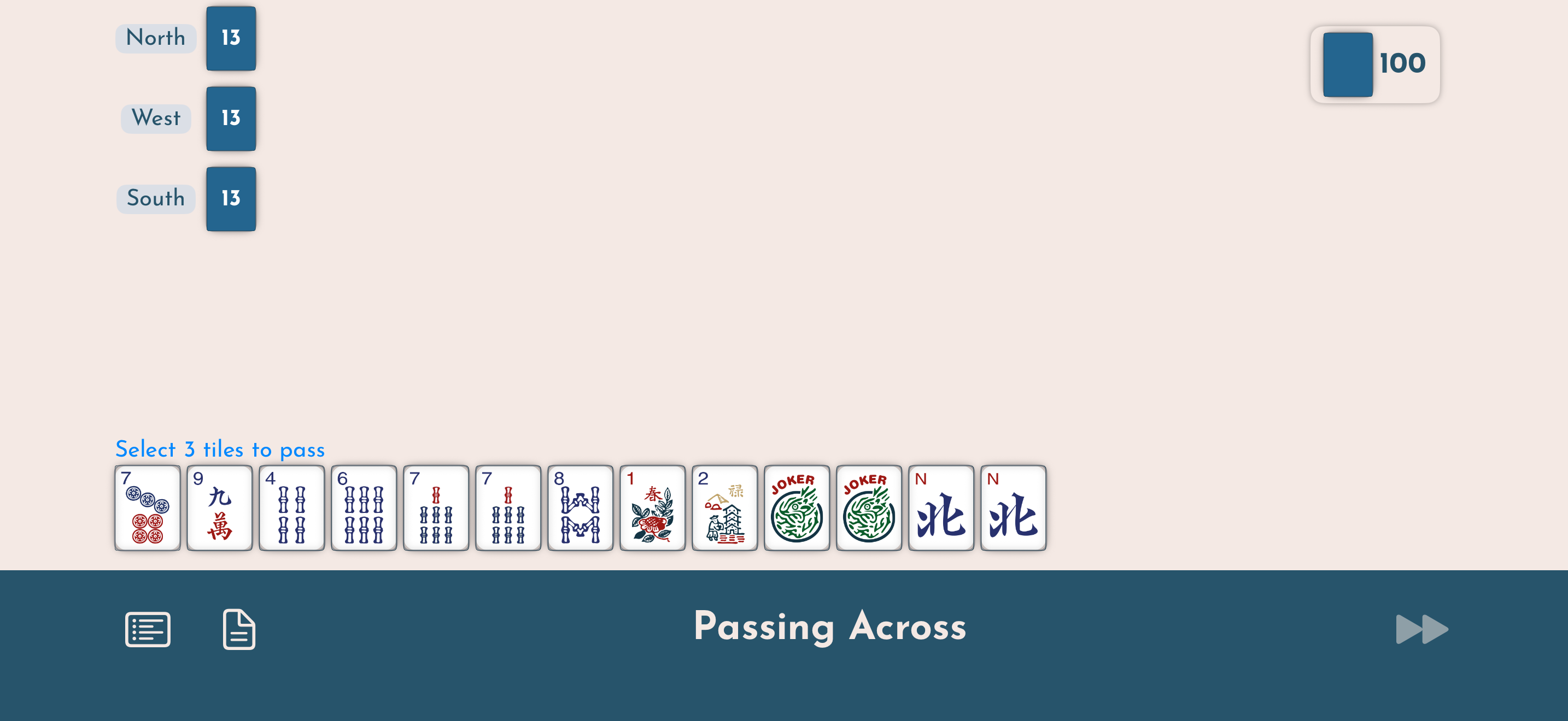 Modern Mahj - tile passing gameplay